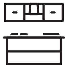 Contemporary kitchen cabinet with sleek black finish and minimalist style.