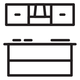Contemporary kitchen cabinet with sleek black finish and minimalist style.