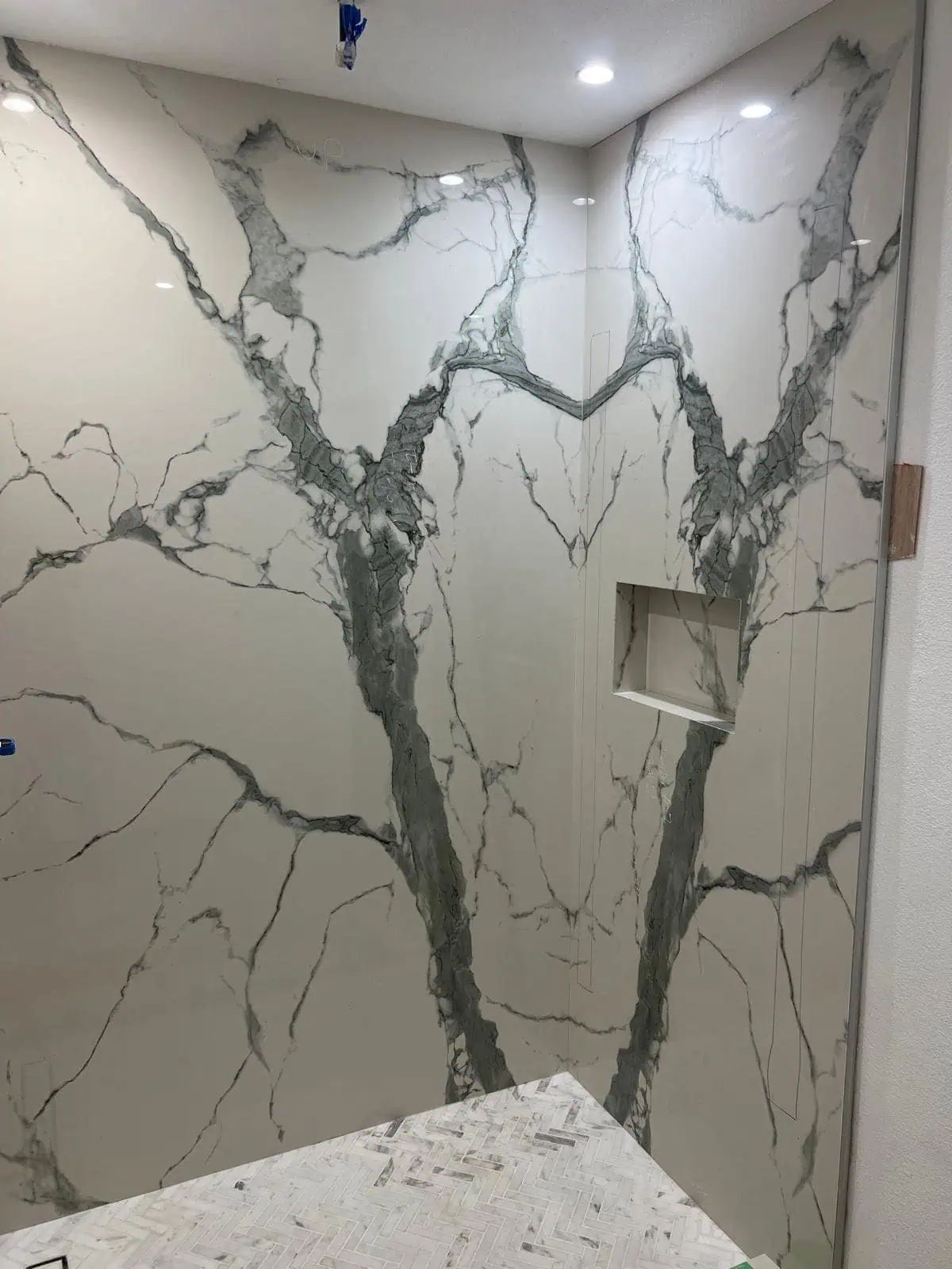 Luxury marble wall with gray veining for modern interior.